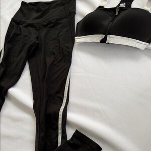 Victoria’s Secret Athletic Leggings with sports Bra Silver Side Stripe perfect!